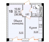 1-комн, 38 кв м, этаж 3/8 улица Графа Воронцова