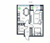 1-комн, 49 кв м, этаж 10/16 проспект Акулиничева