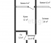 1-комн, 45кв м, этаж 3/16 улица Ахмата-Хаджи Кадырова, 128