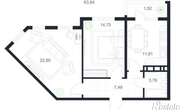 2-комн квартира в новом доме Каспийск, 12-й микрорайон Хазар, ЖК Новая жизнь