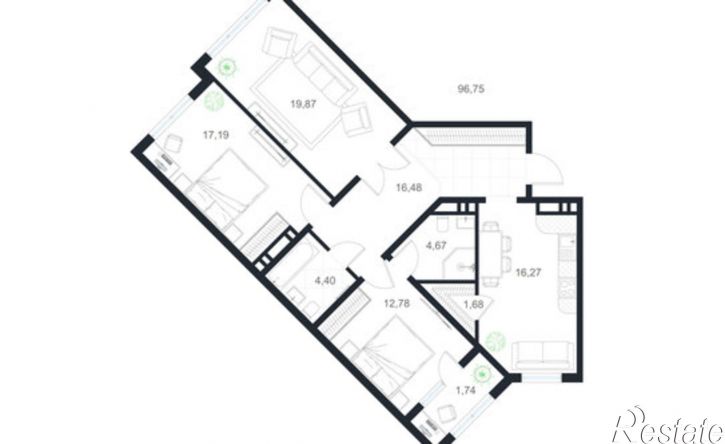 3-комн квартира в новом доме Каспийск, 12-й микрорайон Хазар, ЖК Новая жизнь