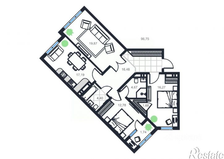 3-комн квартира в новом доме Каспийск, проспект Акулиничева