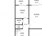 1-комн, 48кв м, этаж 6/10 Каспийск, улица Ленина, 41