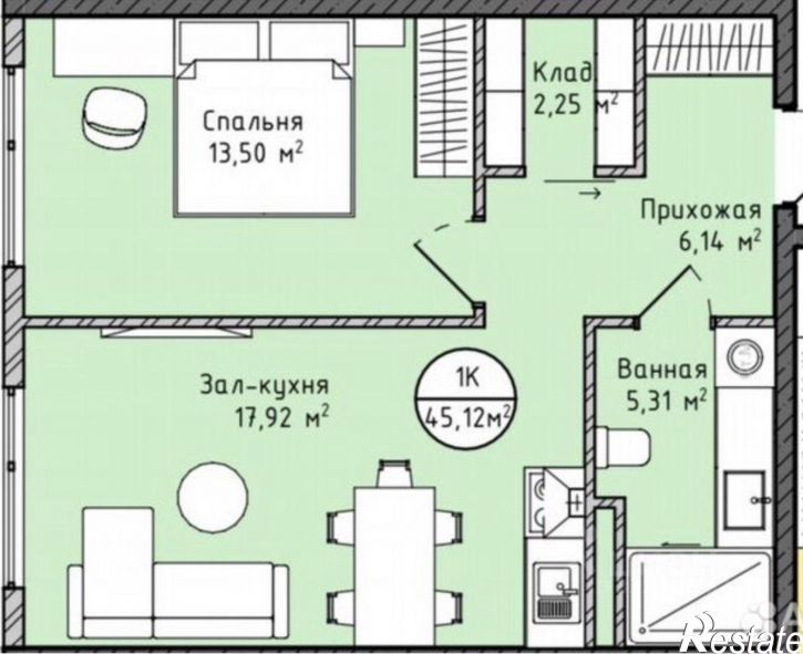 1-комн квартира Махачкала