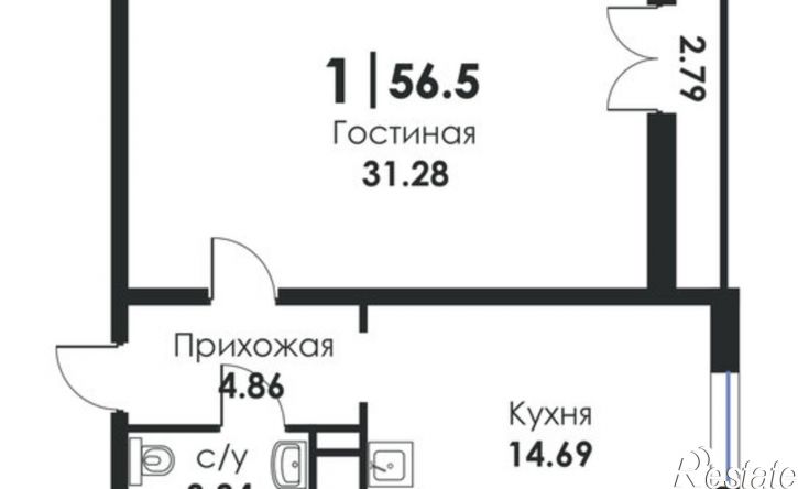 1-комн квартира в новом доме Махачкала, улица Хаджи Булача, 17Б